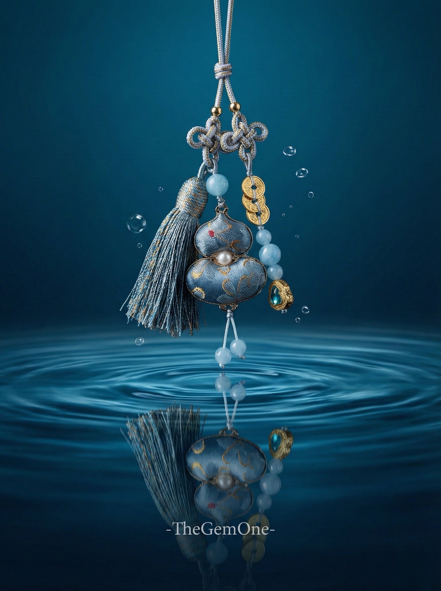 TheGemOne "Tranquil Guardian" Aquamarine Gourd Charm