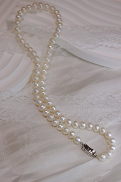 Classic Freshwater Pearl Necklace with Sterling Silver Clasp