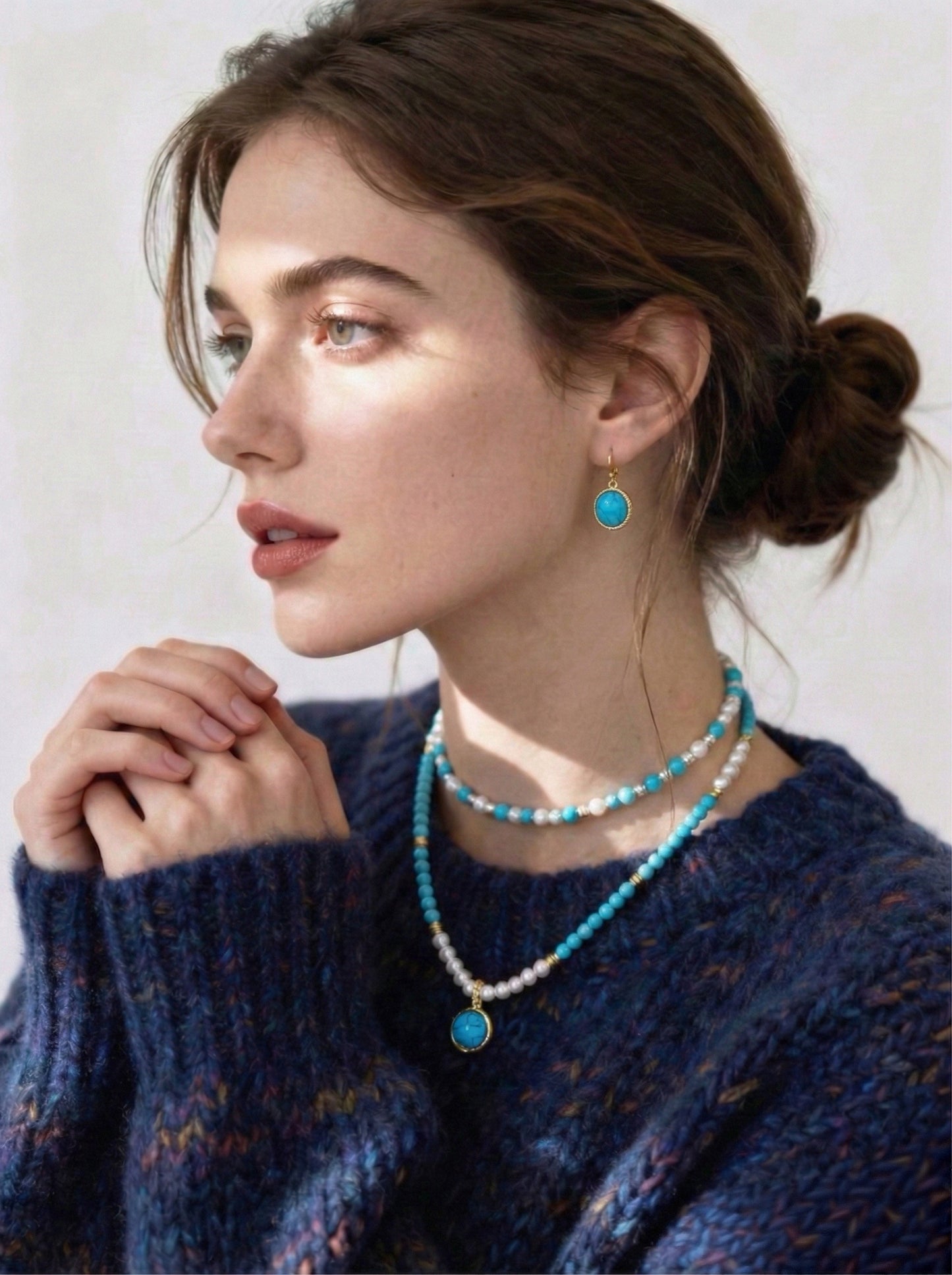 "Boho Blue" Unique Pearl & Turquoise Choker