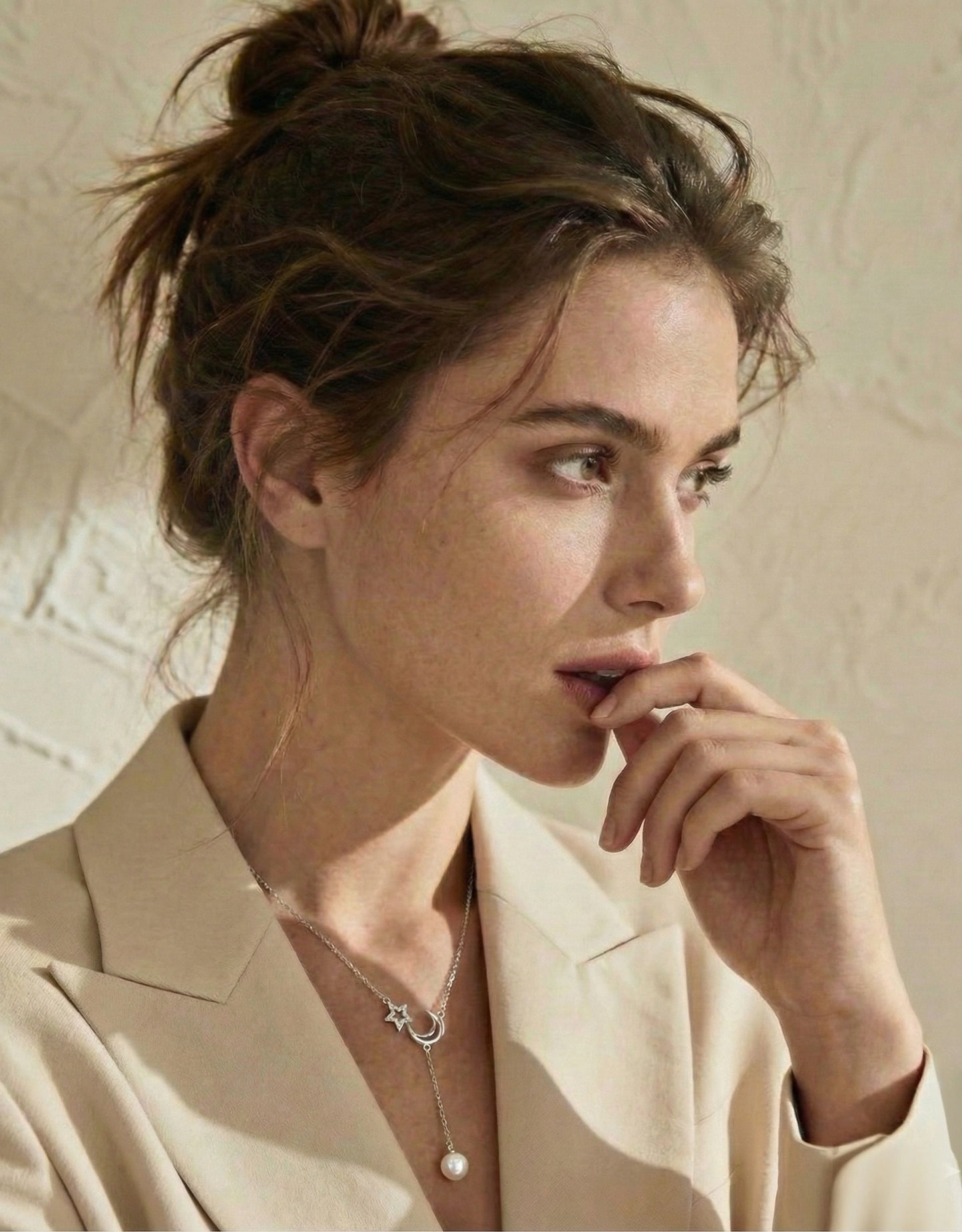 Starfall on Luna Necklace: Cultured Freshwater Pearl 6.5-7.5mm in Sterling Silver