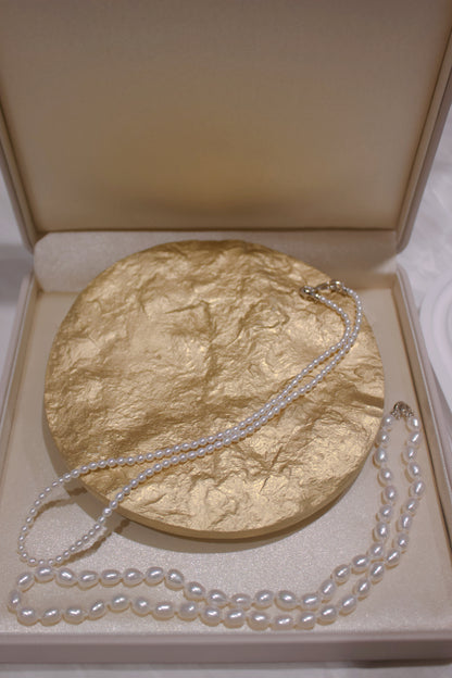 Graceful Layered Double-Strand Freshwater Pearl Necklace with Silver Clasp