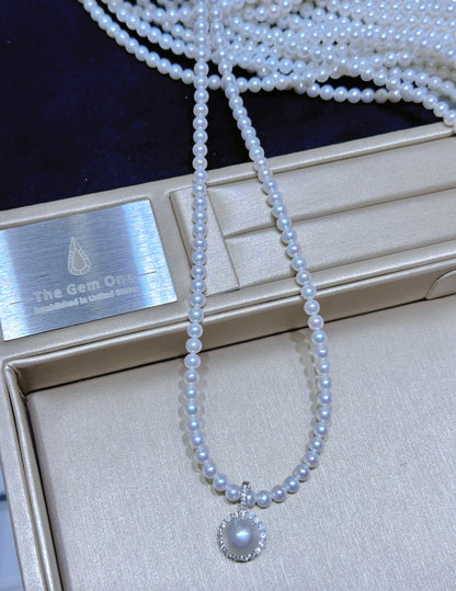 Elegant South Sea Cultured Pearl pendant with Freshwater Pearl in Sterling silver