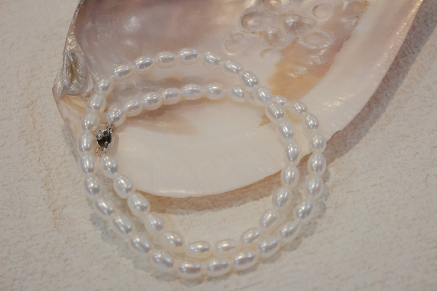 Elegant Freshwater Rice Pearl Necklace with Sterling Silver Clasp