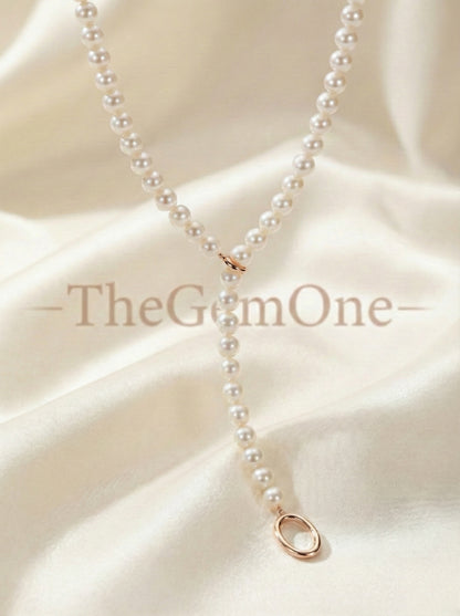 Classic Freshwater Pearl Necklace with Gold Oval Clasp