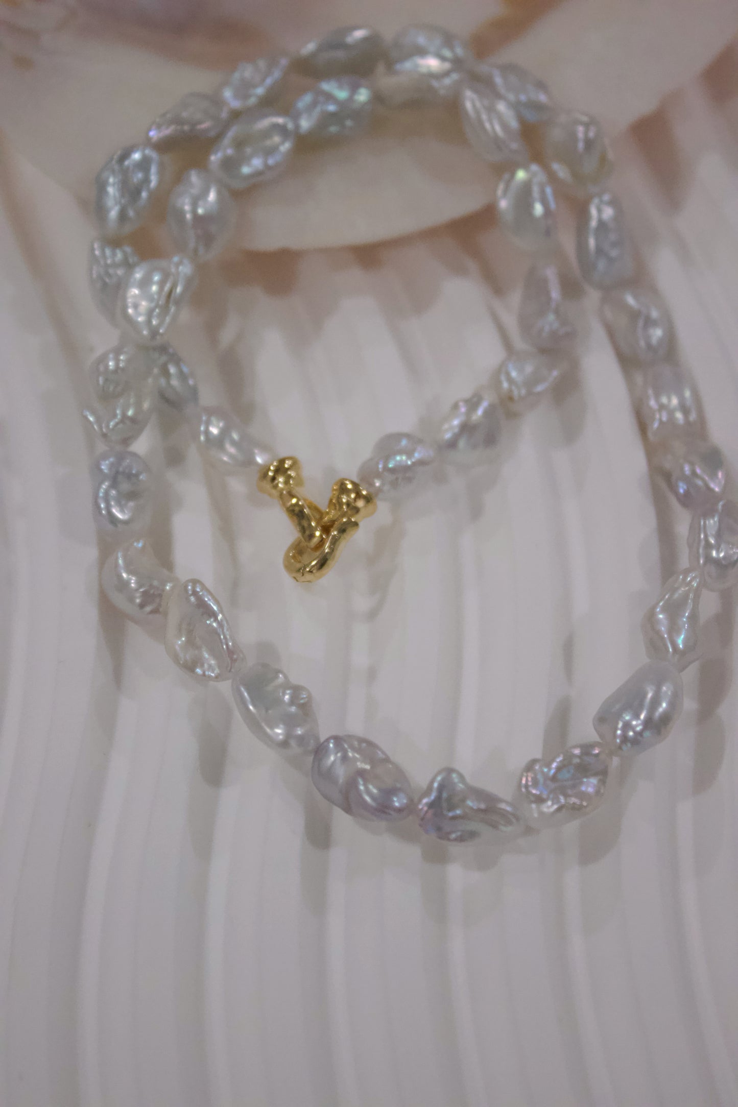 Chic Irregular Pearl Necklace with Sterling Silver Clasp