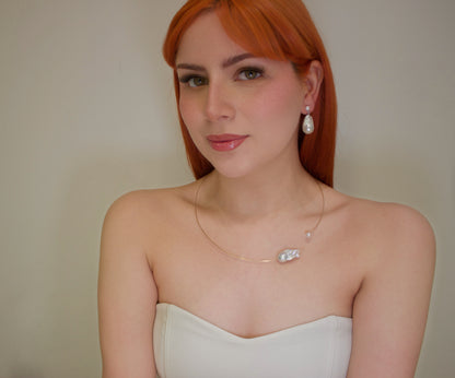 Radiant Baroque Pearl Drop Earrings in Sterling Silver