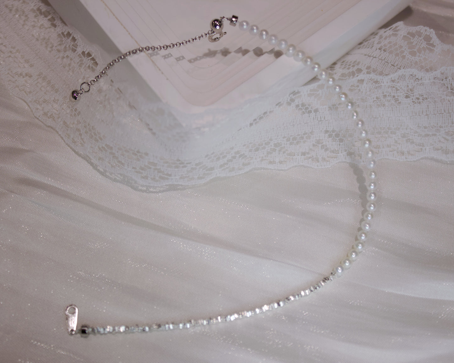 Elegant Freshwater Pearl and Silver Bead Y-Drop Bracelet