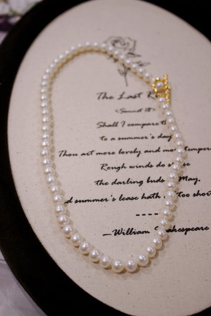 Classic Freshwater Pearl Necklace with Elegant OT Clasp