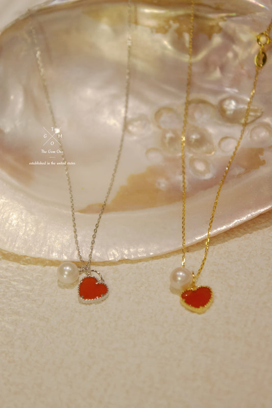 Holiday Special Edition Heart Pendant Pearl Necklace