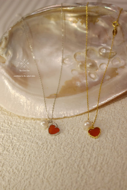 Holiday Special Edition Heart Pendant Pearl Necklace