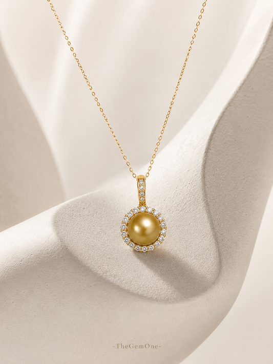 South Sea Golden Pearl Sunflower Necklace