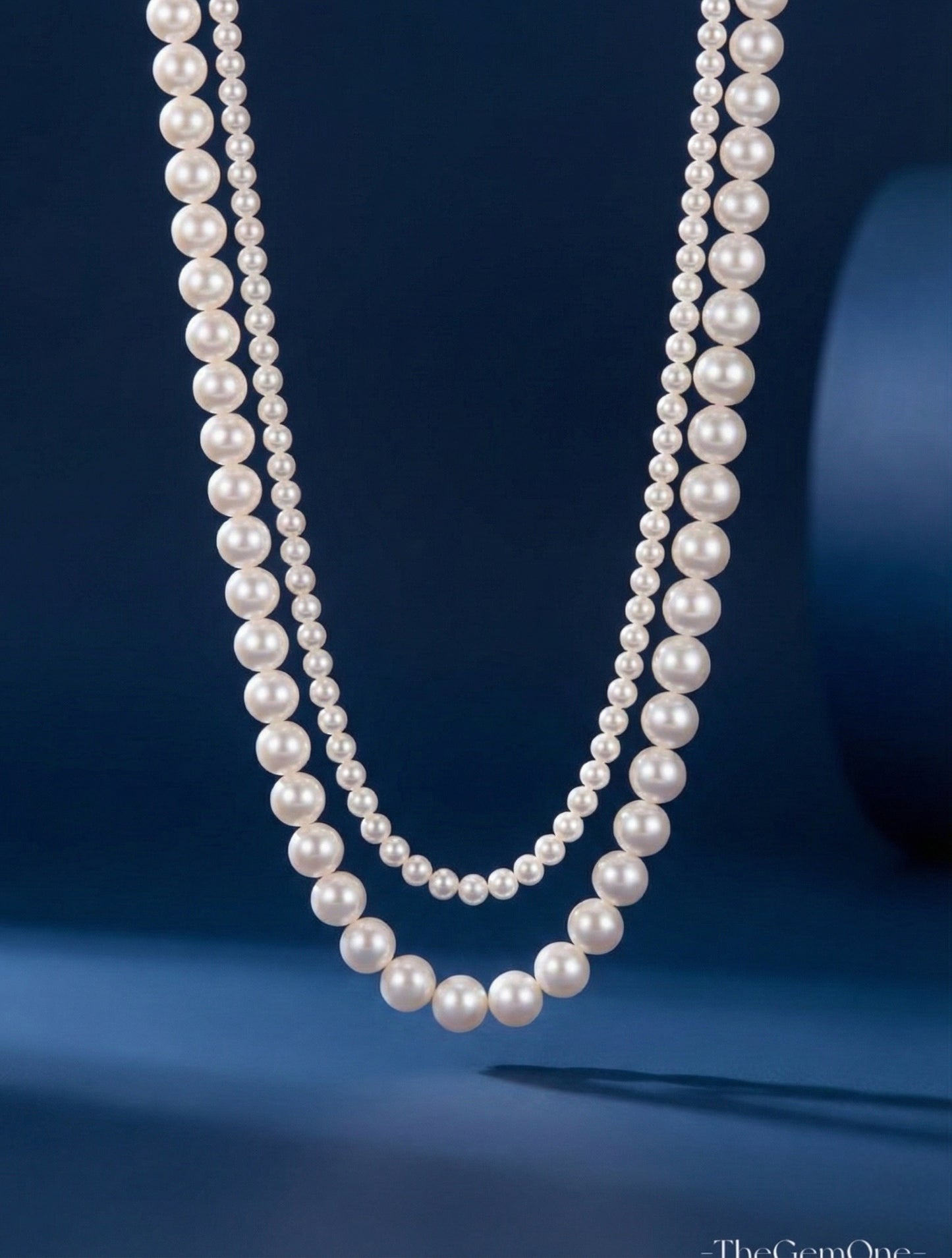 Versailles Fantasy Cultured Freshwater Pearl Necklace in Sterling Silver 4-4.5mm-8-9mm