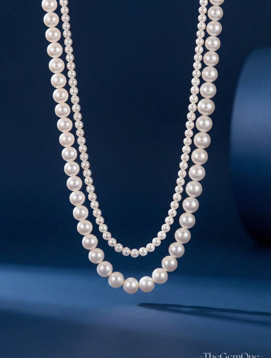 Versailles Fantasy Cultured Freshwater Pearl Necklace in Sterling Silver 4-4.5mm-8-9mm