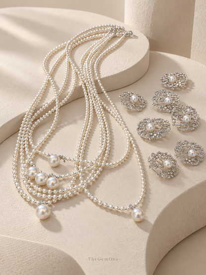 Équinoxe Pearl Necklace & Brooch Set