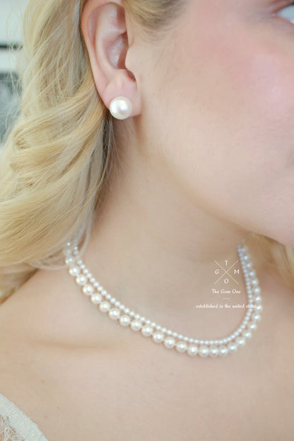 Luxurious Double-Strand Pearl Necklace with Sterling Silver Clasp