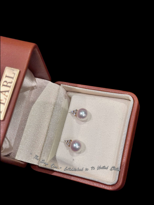 Fine Collection:Elegant Akoya Pearl Earrings with 18K Gold(8-8.5mm)