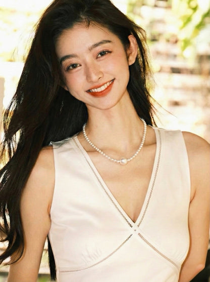 Fortune Turns Necklace Cultured freshwater Pearl in Sterling Silver 11-12mm-3.5-4mm