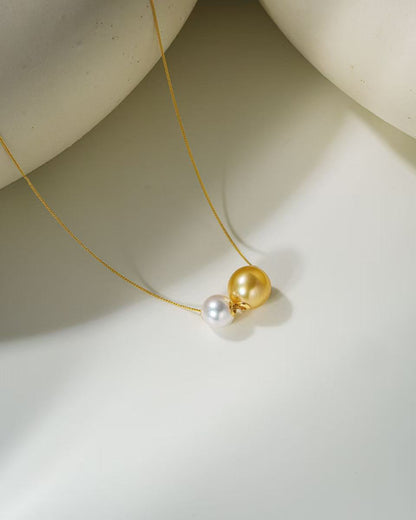 2025SS Fine Collection Pearl Pair Akoya & South Sea Pearl Duo on Premium Thick 18K Gold Chain