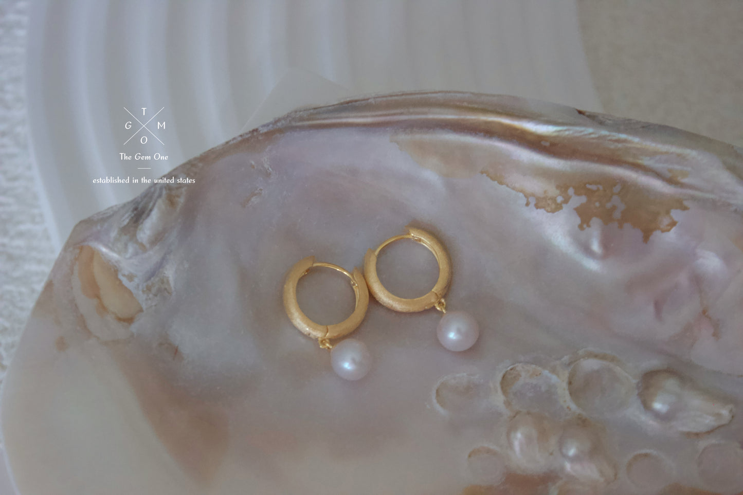 Textured Gold and Silver Hoop Earrings with Freshwater Pearl Drops