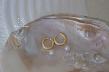 Textured Gold and Silver Hoop Earrings with Freshwater Pearl Drops