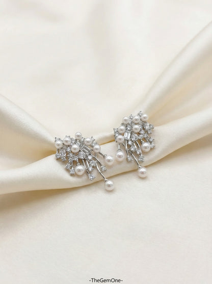 Starlight Fireworks Freshwater Pearl & Silver Earrings