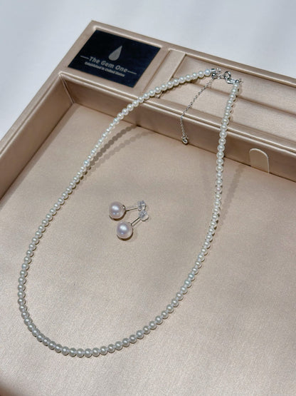 Baby pearl 2pc set Cultured Freshwater Pearl in Sterling Silver 3.5-4.5mm+9-10mm