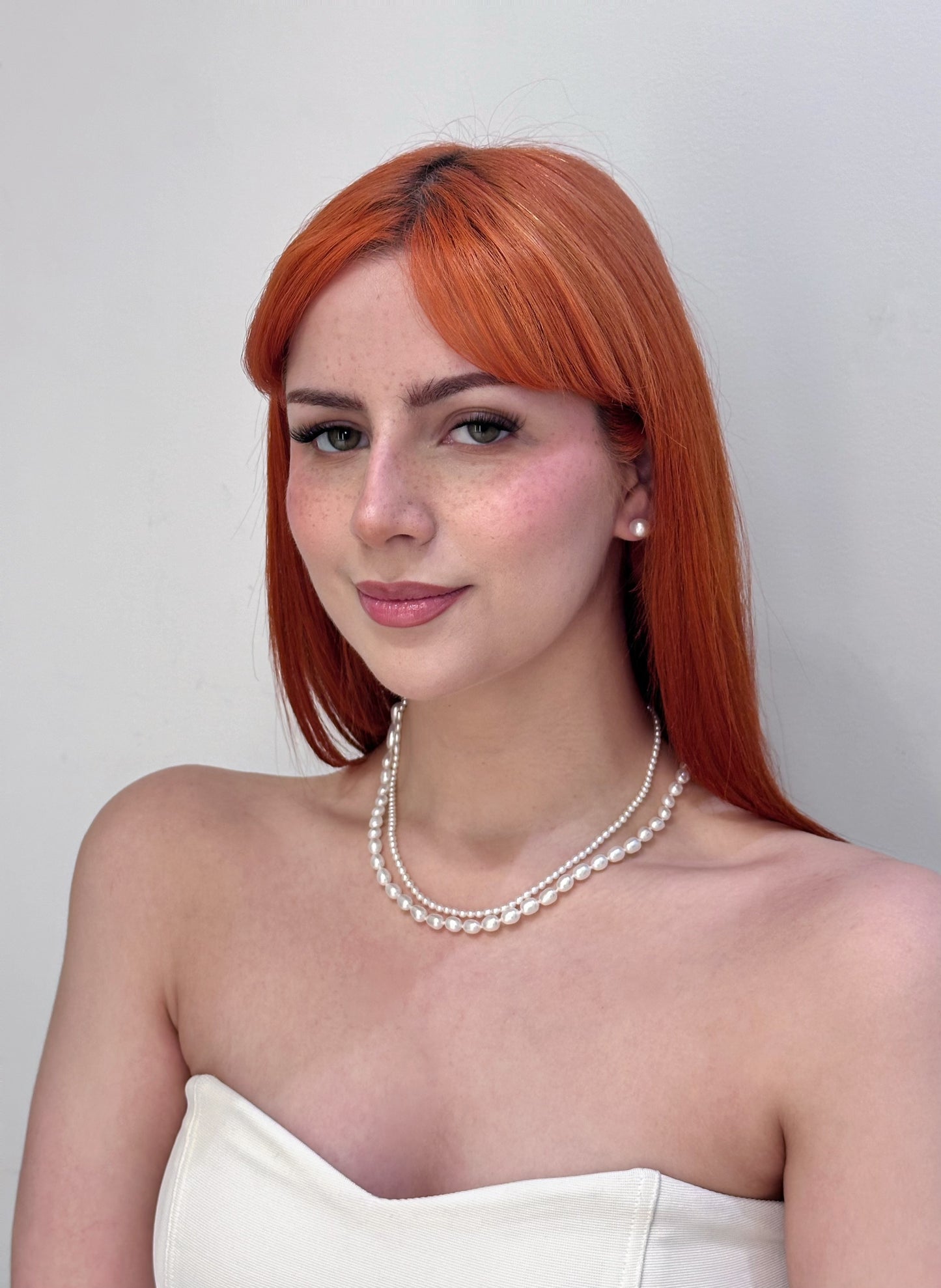 Graceful Layered Double-Strand Freshwater Pearl Necklace with Silver Clasp
