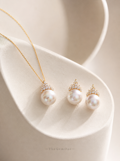 The Snow Queen Freshwater Pearl Pendant Necklace 12-13mm with Sterling Silver