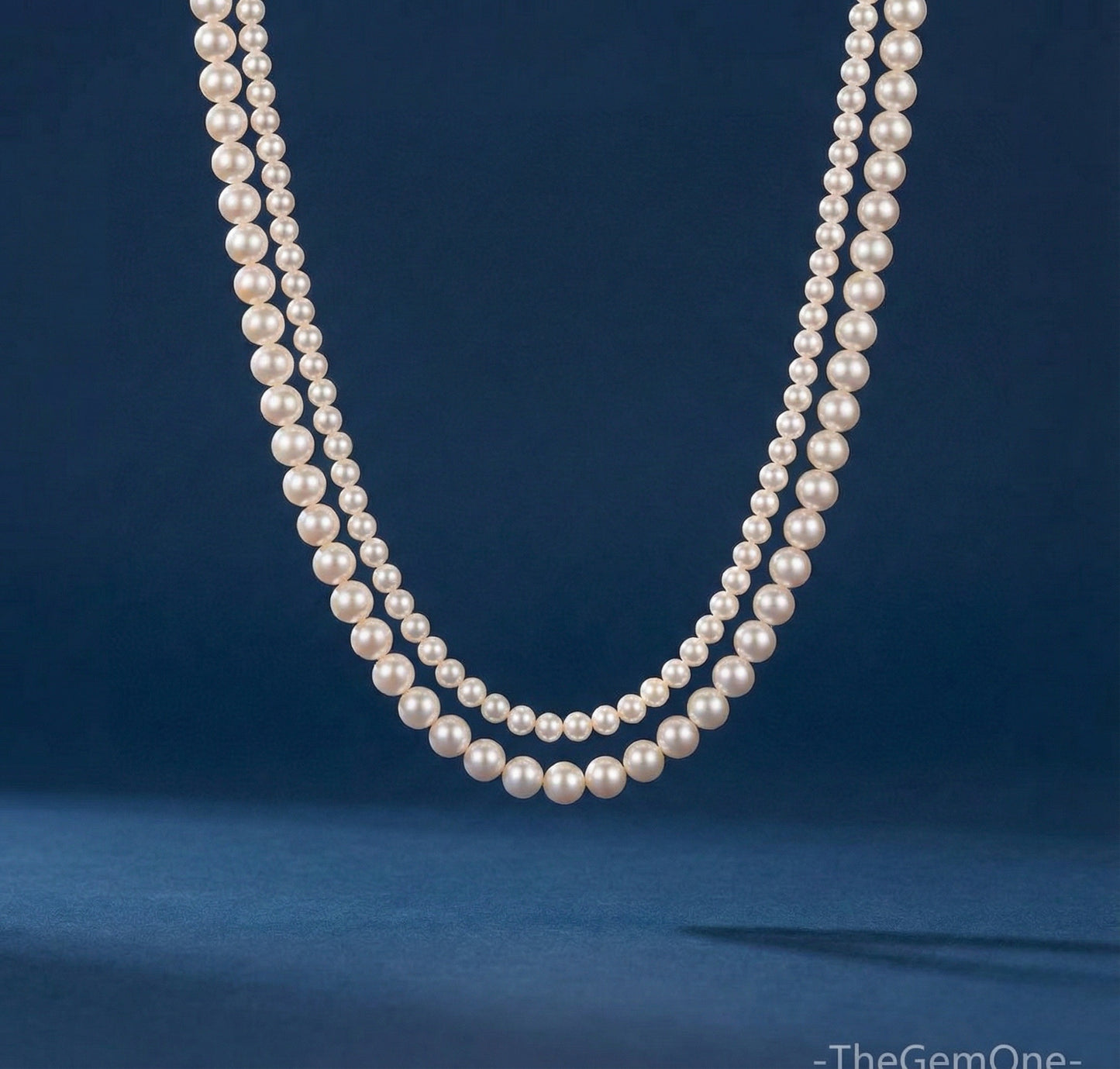 Luxurious Double-Strand Pearl Necklace with Sterling Silver Clasp
