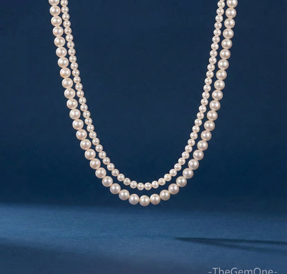 Luxurious Double-Strand Pearl Necklace with Sterling Silver Clasp