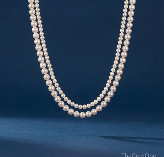 Luxurious Double-Strand Pearl Necklace with Sterling Silver Clasp