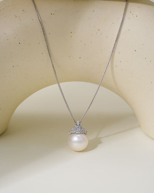 The Snow Queen Freshwater Pearl Pendant Necklace 12-13mm with Sterling Silver