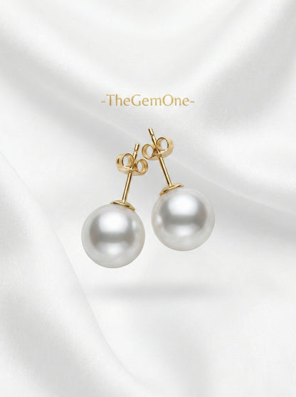 Classic Freshwater Pearl Stud in 18Kgold 12-13mm