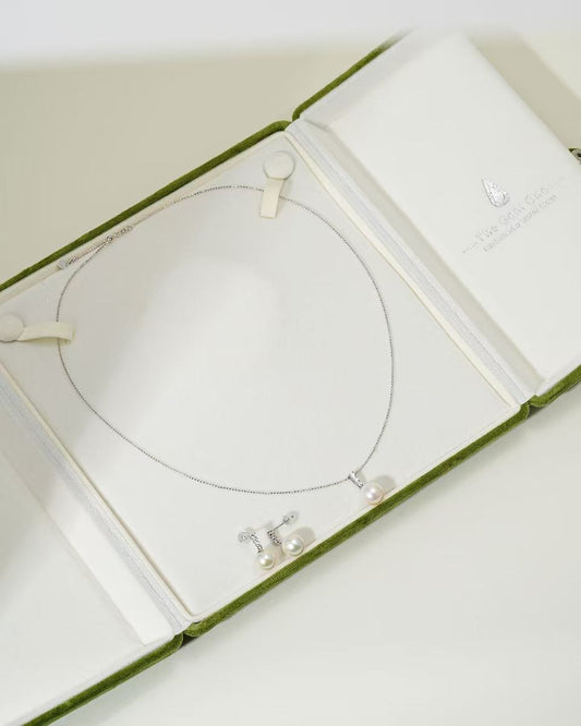 Pearl Lux: Cultured Freshwater Pearl Earrings (9–10mm) & Necklace (10–11mm) in Sterling Silver