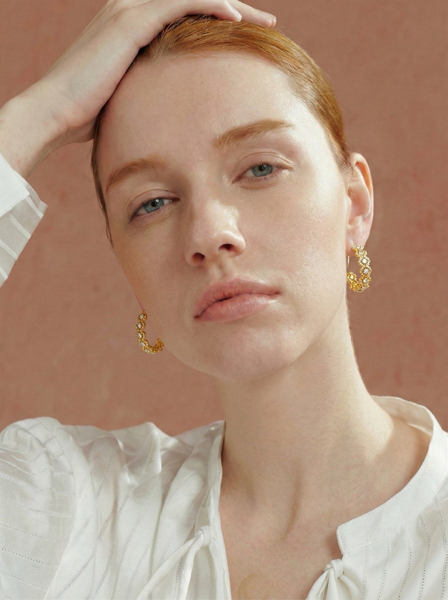 Vintage Goldwork Rhombus Hoop Earrings