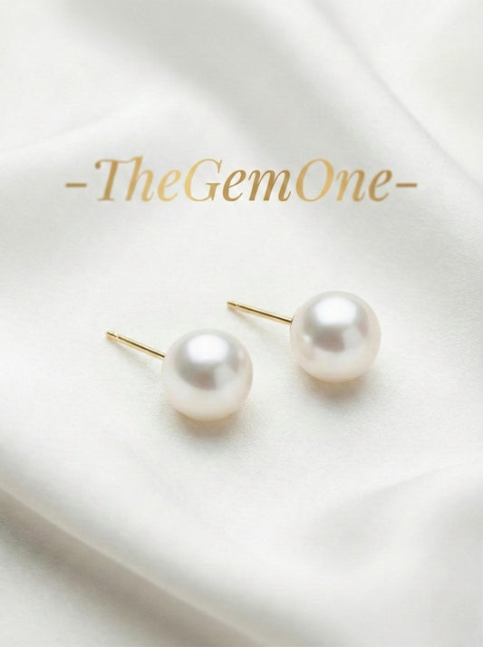 Classic Freshwater Pearl Stud in 18Kgold 12-13mm