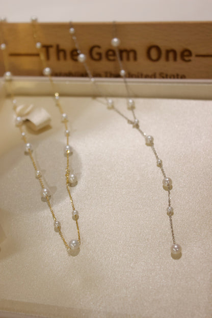 Starry Necklace.Cultured Freshwater with S925(sliver/gold) 3.5mm-5.5-6mm
