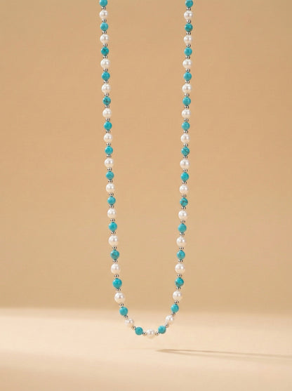 "Boho Blue" Unique Pearl & Turquoise Choker