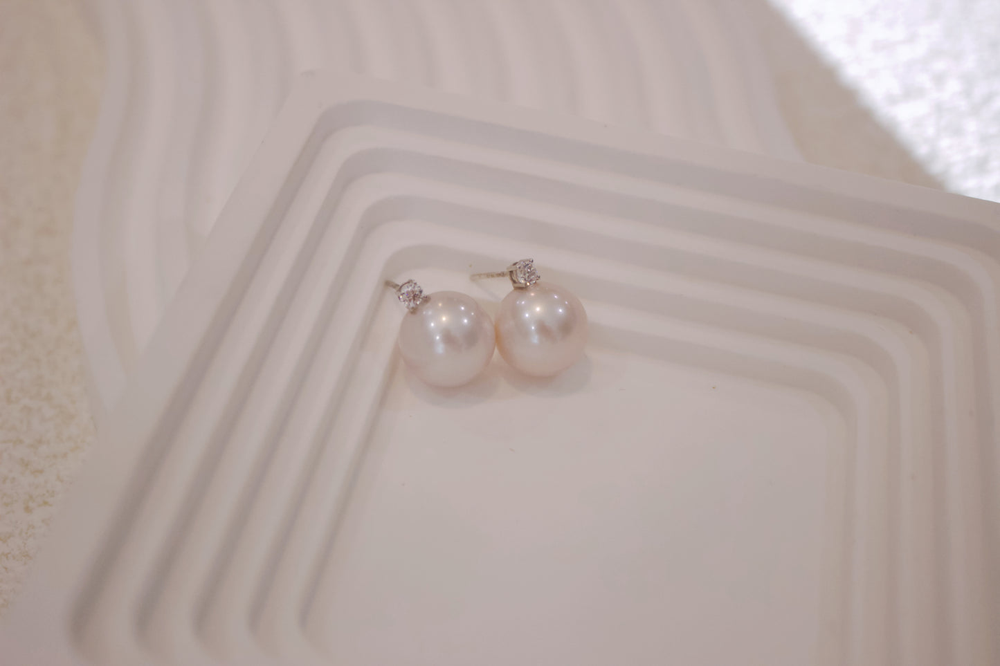 Classic Pearl Stud Earrings with Sparkling Cubic Zirconia Accent