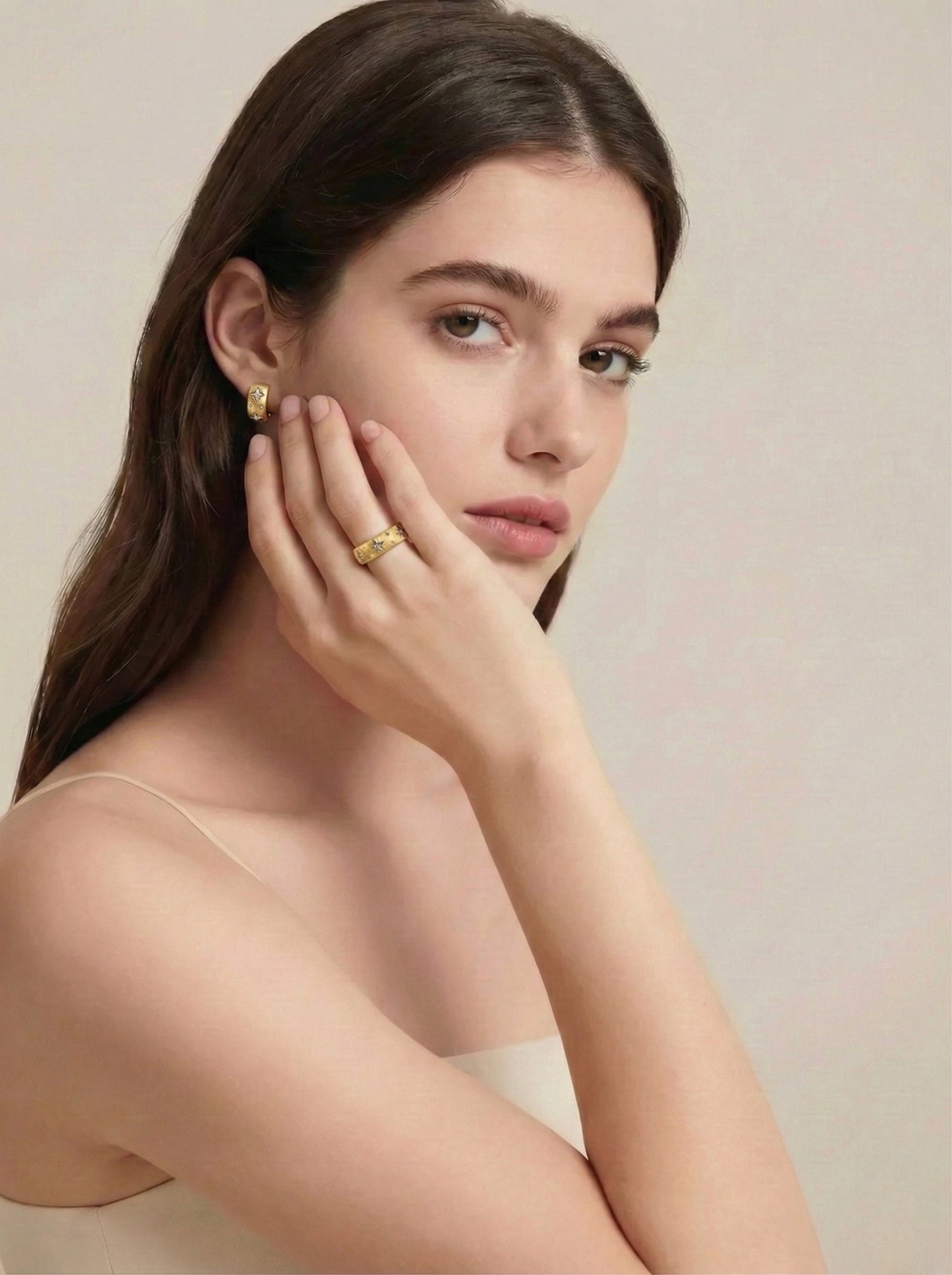 Roman Vintage Collection: Brushed Carved Gold Earrings