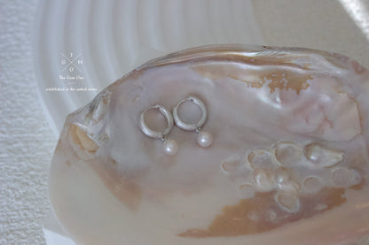 Textured Gold and Silver Hoop Earrings with Freshwater Pearl Drops