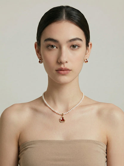 Great Blessings Red Gourd Pearl Set