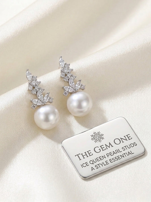 Ice Queen Sterling Silver Pearl Earrings