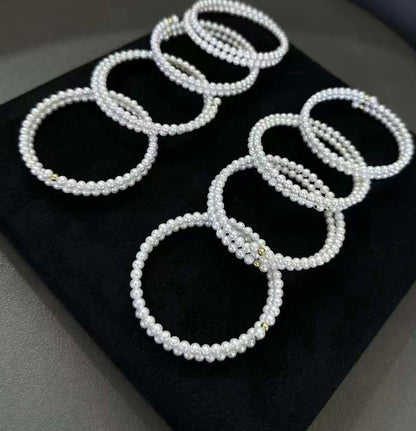 Elegant Handcrafted Adjustable Layered Pearl Bracelet with Gold Accents