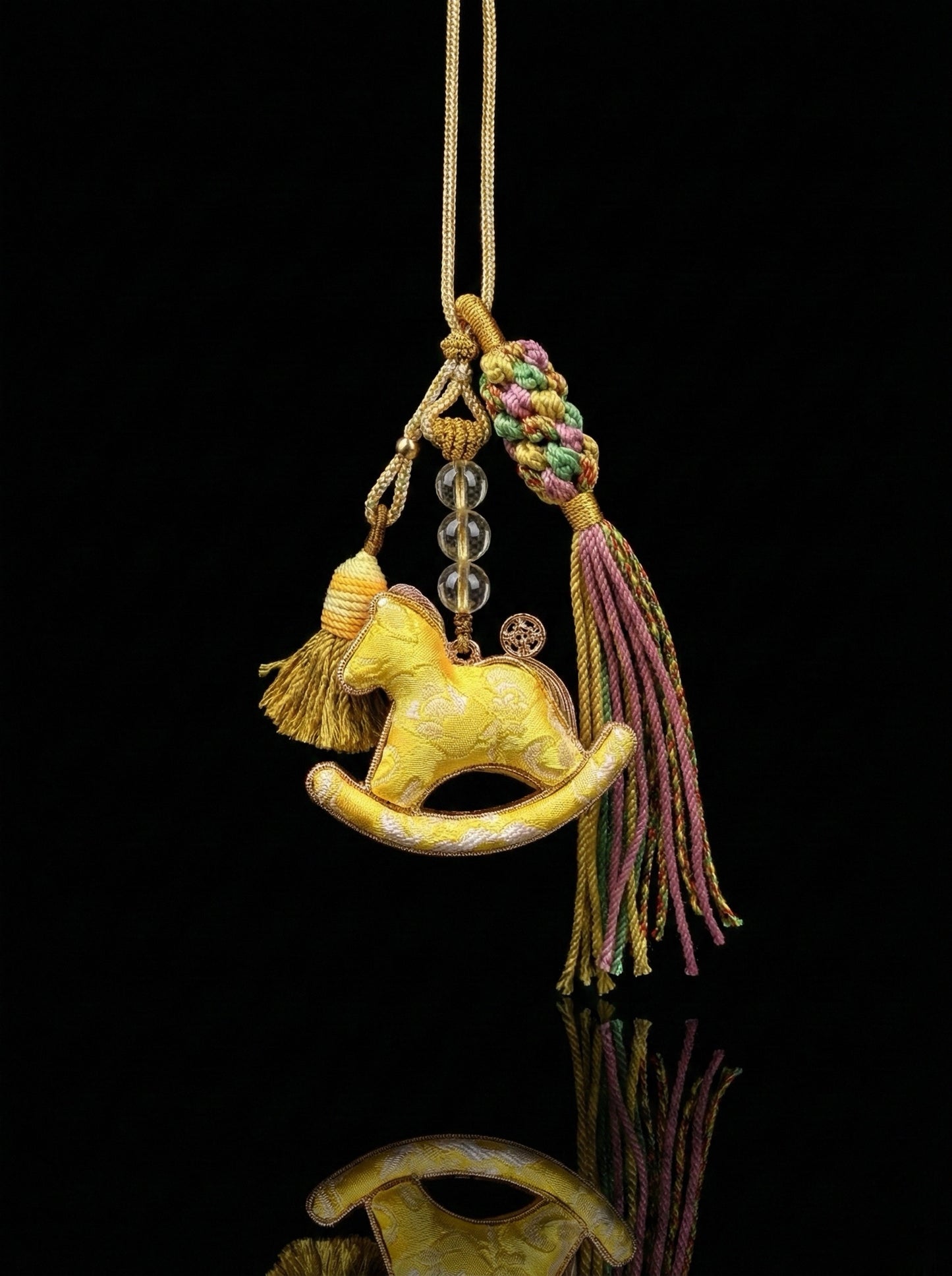 Hand-Braided Song Silk Horse & Quartz Hanger