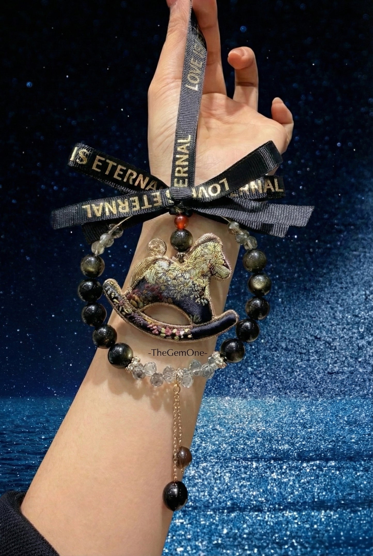 Midnight Gold Song Brocade Pony Charm