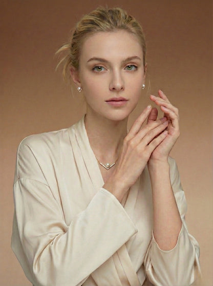 Everyday Muse V-Shape Pearl Jewelry Set – Earrings & Adjustable Necklace