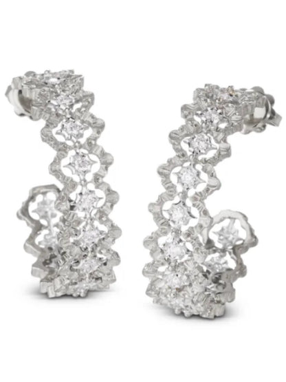 Vintage Goldwork Rhombus Hoop Earrings