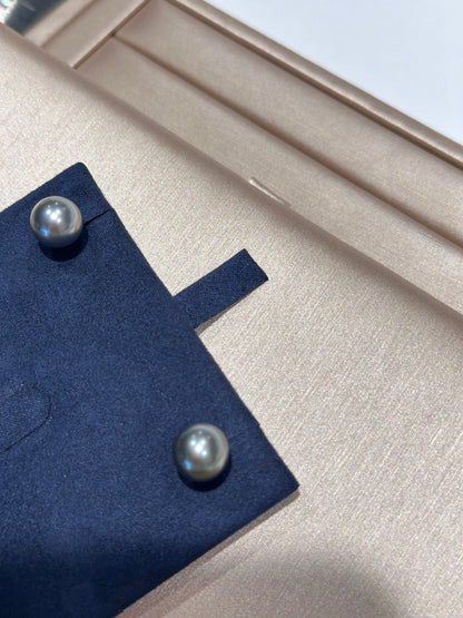 Fine Collection:Nior Eclat. Saltwater Pearl-Tahitian  Stud in 18K white gold（9-10mm）