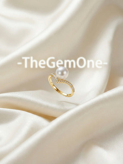 Sophisticated Pearl and Pavé Diamond Ring（gold/Silver)